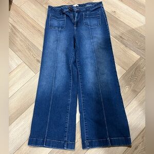 LC Lauren Conrad Dark Blue Wide-Leg Jeans with Front Patch Pockets